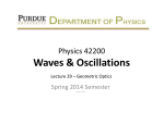 Waves &amp; Oscillations Physics 42200 Spring 2014 Semester Lecture 29 – Geometric Optics