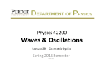 Waves &amp; Oscillations Physics 42200 Spring 2015 Semester Lecture 28 – Geometric Optics