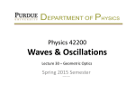 Waves &amp; Oscillations Physics 42200 Spring 2015 Semester Lecture 30 – Geometric Optics
