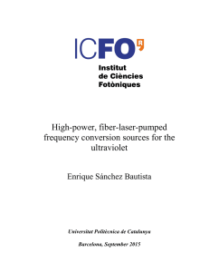 High-power, fiber-laser-pumped frequency conversion sources for the ultraviolet