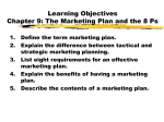 Chapter 9: The Marketing Plan and the 8 Ps