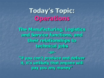 Today`s Topic: “Operations” - Stevens Institute of Technology