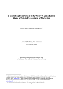 Is Marketing Becoming a Dirty Word? A Longitudinal