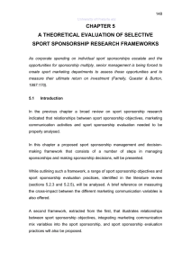 CHAPTER 5 A THEORETICAL EVALUATION OF SELECTIVE SPORT SPONSORSHIP RESEARCH FRAMEWORKS