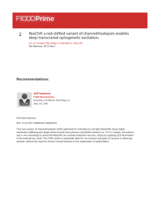 2 ReaChR: a red-shifted variant of channelrhodopsin enables deep transcranial optogenetic excitation. Recommendations: