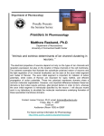 Frontiers in , Ph.D. Pharmacology Proudly Presents