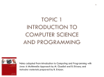 cs1026_topic1 - Computer Science
