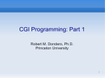 CGI Programming: Part 1 Robert M. Dondero, Ph.D. Princeton University 1