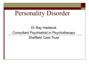 Personality Disorder? - Yorkshire and the Humber Deanery