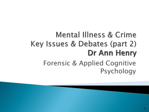 Mental Illness & Crime Key Issues & Debates (part 2) Dr