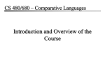 Introduction, Course Overview, and Language Specification
