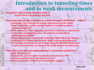 Seventh lecture, 18.11.03 (Tunneling times and introduction to weak
