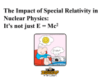 The Impact of Special Relativity in Nuclear Physics: It`s not just E=Mc 2