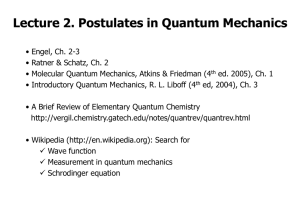 Postulate 1 of Quantum Mechanics (wave function)