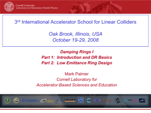 Damping Ring Lecture I - International Linear Collider