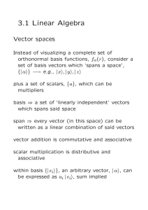 3.1 Linear Algebra Vector spaces