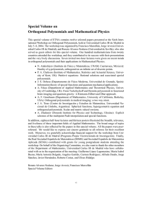 Special Volume on Orthogonal Polynomials and Mathematical Physics