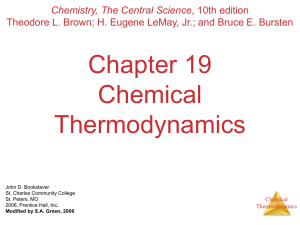 Chapter 19 Chemical Thermodynamics