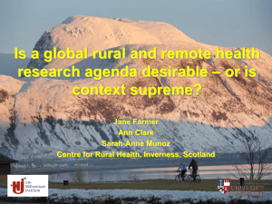 Is a global rural and remote health research agenda