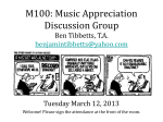 M100: Music Appreciation Discussion Group Tuesday January