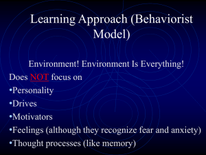 Learning Approach (Behaviorist Model)