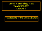 Dental Microbiology #211 IMMUNOLOGY Lecture 1