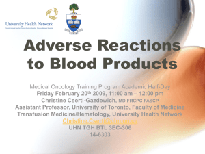 Adverse Reactions to Blood Products