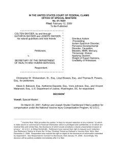 IN THE UNITED STATES COURT OF FEDERAL CLAIMS No. 01-162V Filed: