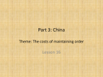 Part 3: China Theme: The costs of maintaining order
