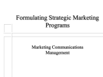 Formulating Strategic Marketing Programs