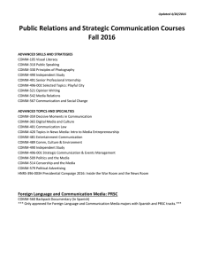 Public Relations and Strategic Communication Courses Fall 2016