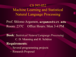 CS-595: Machine Learning in Natural Language Processing