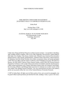 NBER WORKING PAPER SERIES RISK SHIFTING VERSUS RISK MANAGEMENT: