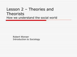 Lesson 2 – Theories and Theorists How we understand the social