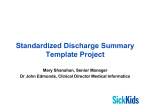 Standardized Discharge Summary Template Project Mary