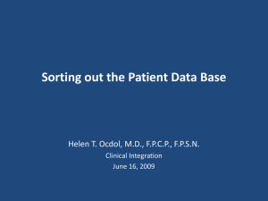 Sorting out the Patient Data Base