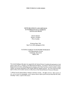 NBER WORKING PAPER SERIES NETWORK EFFECTS AND DIFFUSION IN PHARMACEUTICAL MARKETS: ANTIULCER DRUGS