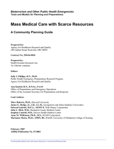 Mass Medical Care with Scarce Resources  A Community Planning Guide