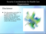 Security Considerations for Health Care Organizations