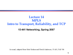 MPLS, Transport Intro, TCP Intro