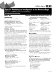 Special Workshop on Intelligence at the Network Edge Call for Papers