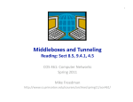 Middleboxes and Tunneling  Reading: Sect 8.5, 9.4.1, 4.5  COS 461: Computer Networks  Spring 2011 