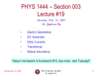 PHYS 1443 – Section 501 Lecture #1