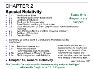 CHAPTER 2: Special Theory of Relativity