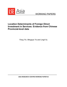 Location Determinants of Foreign Direct Investment in Services: Evidence from Chinese Provincial-level Data