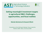 Setting meaningful investment targets in agricultural R D: Challenges, opportunities, and fiscal realities