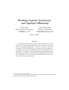 Working Capital, Inventories, and Optimal Offshoring