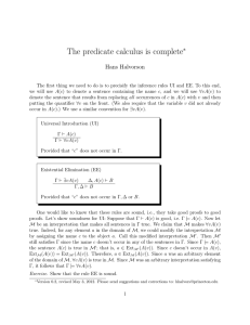 Completeness of the predicate calculus