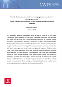 The role of insurance risk transfer in encouraging climate investment in developing countries