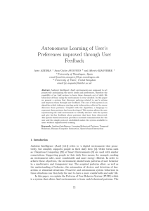 Autonomous Learning of User's Preferences improved through User Feedback